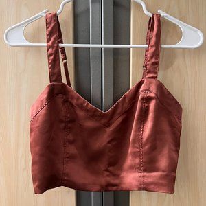 Burgundy Satin Tank Top - Abercrombie & Fitch